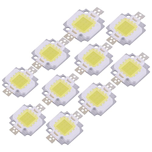ViaGasaFamido 10 Stück LED-Chip, 10 W, SMD-Chip, COB-LED-Perlen-Emitter, Glühbirnen-Chip, DC 9–10 V, Glühbirne, Lampenperlen, DIY-Beleuchtung für Flutlicht, Strahler, Glühbirnen-Ersatz (Reines von ViaGasaFamido