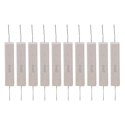 ViaGasaFamido 10-Teiliger Zementwiderstand 10 Ohm ± 5% Keramischer Drahtwiderstand Induktionsloser Zementwiderstand Hohe Genauigkeit Für Leiterplatten 20W(10R),Widerstand von ViaGasaFamido