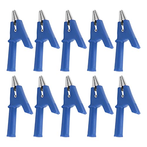 ViaGasaFamido 10A Crocodile Clamp/Holder, 10 in Einer Packung Easy Connection Broad Utility, Brass + PVC, J.60049, für Verschiedene Elektrische Projekte, die für Alle Auto- und LKW -Batterien (BLUE) von ViaGasaFamido
