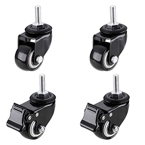 ViaGasaFamido 2 Zoll Stuhl Caster Wheels Office Stuhl Casters Universal Drehräder 4pcs M8x25mm 463lbs Hochleistungen mit 2 Bremsen und 2 Nicht-Bremsrädern für Alle Böden Möbeltische (BLACK) von ViaGasaFamido