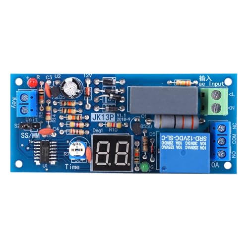 ViaGasaFamido 220V AC-Verzögerungszeitgeber-Relaismodul 1-99 Sekunden/1-99 Minuten Zeitbereich Hochgenaue elektrische Versorgung Relaisplatine Zeitbereich Verzögerungsrelaismodul von ViaGasaFamido