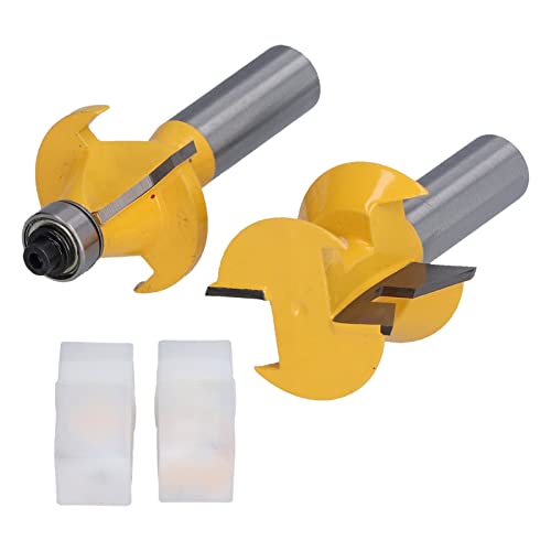 ViaGasaFamido 2pcs Tonge Groove Router Bit 1/2in Shank Wolfram -Stahllegierung Hochgeschnittene Genauigkeit 120 ° mit Kantenbändern Holzbearbeitungsmeißer -Cutter -Werkzeug für Heimdiy von ViaGasaFamido