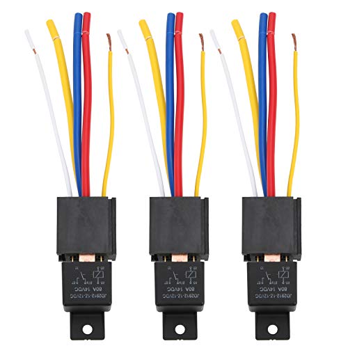 ViaGasaFamido 3pcs Car Relay -Kabelbaum, DC12V 80A 5 Pin -Kabelbaum -Steckdosen mit Farblich Beschrifteten Drähten für Automobilwagen Van Motorradboot ViaGasaFamido 3pcs Car Relay -Kabelbaum, DC12V 80A 5 Pin -Kabelbaum -Steckdosen mit Farblich Beschrifteten Drähten für Automobilwagen Van Motorradboot von ViaGasaFamido