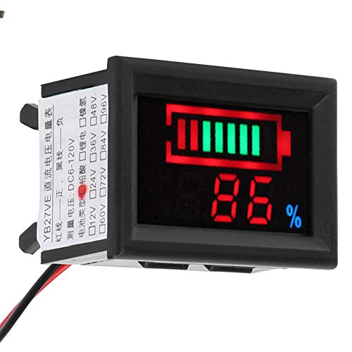 ViaGasaFamido Batteriekapazitätsindikator Genauer Batteriemonitor, Einfach zu Lesen Spannungsmesser mit Alarm, Green Backlight LED -Display für Auto Motorcycles Power Bank (Bleisäure 24V) von ViaGasaFamido