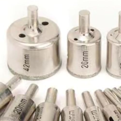 ViaGasaFamido Hole Saw -Bohrbit -Set, Hohe Zähigkeit Universeller Schaftbohrer mit 15 Stück Unterschiedlichen Spezifikationen für Glas (3 4 5 6 8 10 12 14 16 18 20 22 25 26 42mm) von ViaGasaFamido