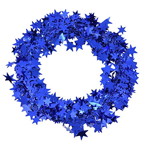 ViaGasaFamido Kleine Sternengirlande, 7,5 m, kleine Sternengirlande, Weihnachtsbaum, Dekoration für Party, Hochzeit, Stern, Schiene, Draht, Girlande, Bekleidungszubehör [Blau] Banner von ViaGasaFamido