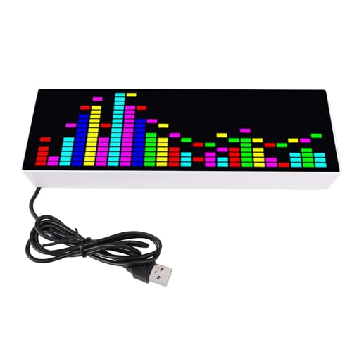 ViaGasaFamido LED Music Spectrum Display 16 * 24 RGB Rhythmus Farbenfrohe 12 Dynamische Effekte USB Powered Sound Tippup Umgebungslicht Elektronische Uhr Voice Kontrolliert von ViaGasaFamido