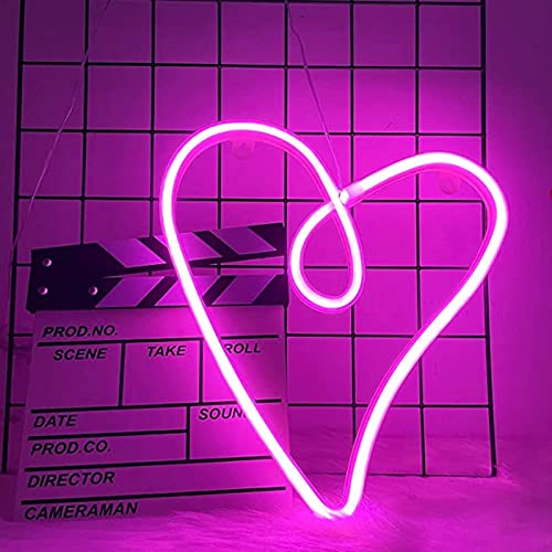 ViaGasaFamido Liebe Herz Neonlicht Led Herz Lampe Herz Dekorationen Batteriebetriebene Herz Lichter für Schlafzimmer (Rosa Licht) von ViaGasaFamido