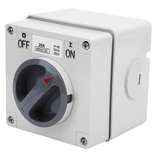 ViaGasaFamido Rotary Change Overover -Schalter 250 V Water Proof Switch Outdoor -Leistungsisolator Am Ausschalter mit Sicherheitsschlossloch (1P 20A) von ViaGasaFamido