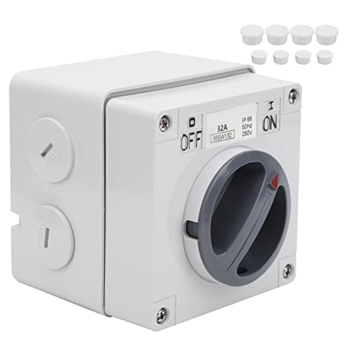 ViaGasaFamido Rotary Change Overover -Schalter 250 V Water Proof Switch Outdoor -Leistungsisolator Am Ausschalter mit Sicherheitsschlossloch (1P 32A) von ViaGasaFamido