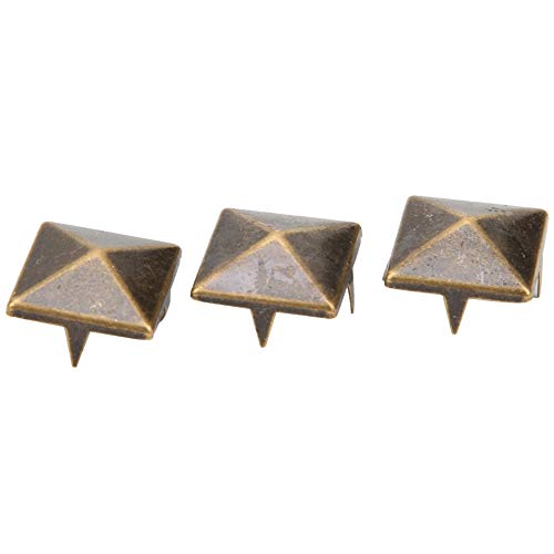 ViaGasaFamido Spike Studs, 100 Stück 10MM-15MM DIY Leathercraft Square Pyramid Punk Nieten Silber Metall 4 Claw Metall Nieten für Armbänder Kleidung Schuhe Handtasche(Bronze 10mm) von ViaGasaFamido