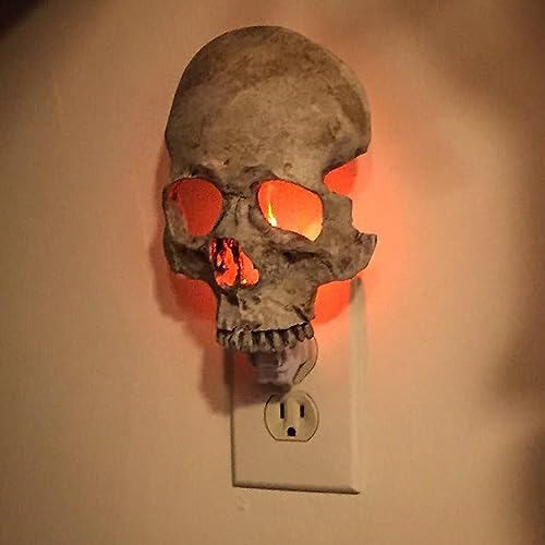 ViaGasaFamido Totenkopf-Lampe, Gothic, Dreifache Totenkopf-Gesichter, LED-Schlafzimmerlampen, Totenkopf-Dekoration, Geschenke, Dekorative Schreibtischlampe, Nachttischlampe für (EU-Stecker) von ViaGasaFamido