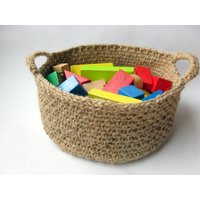 Gehäkelter Korb/Schleife Aus Jute 100% Natürliche Materialien Versandfertig von ViaRama