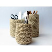 Gehäkelter Pflanzentopf/Jutetopf 100 % Natürliche Materialien von ViaRama