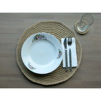 Handgehäkelte Jute Tischset Und Untersetzer/Kreis Tisch Dekor Set 100% Natürliche Materialien Rustikale Wohn Dekoration Versandfertig von ViaRama