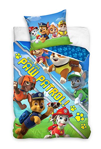 Viacom International Paw Patrol Bettwäsche Bettbezug 135x200 80x80 Baumwolle von Viacom International