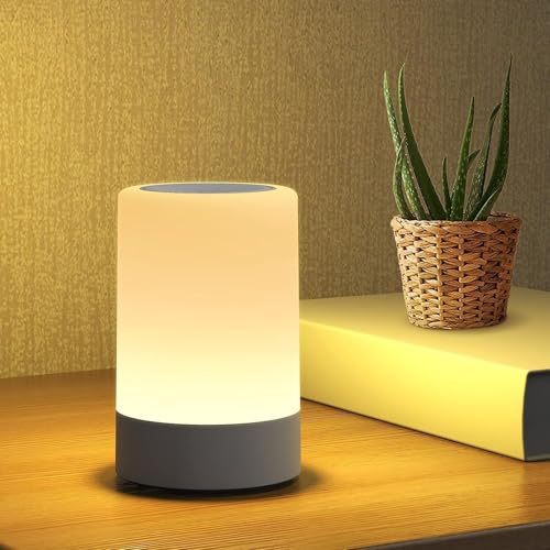 Viafexna LED Nachttischlampe Touch Dimmbar - Kinder Nachtlicht mit 3 Farben, Baby Stilllicht Kabellos, USB Ladelampe für Schlafzimmer & Wohnzimmer Dekoration (C) von Viafexna