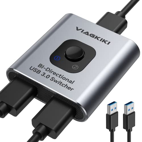 USB Switch 3.0 KVM Switch, Bi-Directional USB Switch Selektor 2 in 1 Out/1 in 2 Out, Viagkiki USB Switcher 2 Computer Teilen 1 USB Geräte für PCs Maus Tastatur etc von Viagkiki