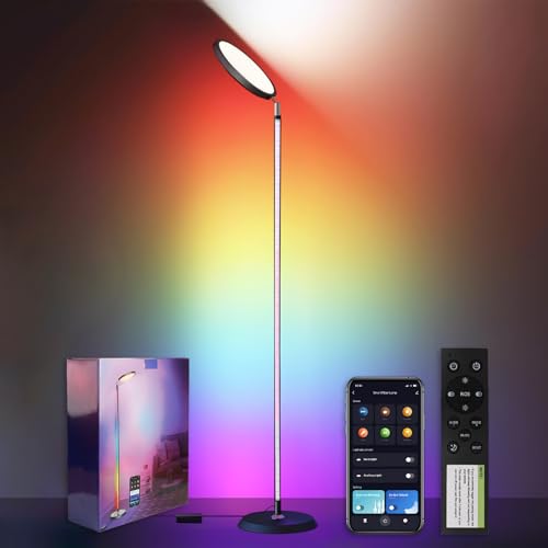 Viaik Smart LED Stehlampe, RGB Eckstehlampe mit 16 Millionen Farbwechseln, Musik-Synchronisation, Timer, Moderne Ecklampe, Geeignet für Wohnzimmer und Schlafzimmer Viaik Smart LED Stehlampe, RGB Eckstehlampe mit 16 Millionen Farbwechseln, Musik-Synchronisation, Timer, Moderne Ecklampe, Geeignet für Wohnzimmer und Schlafzimmer von Viaik