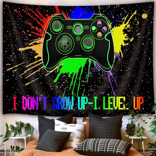 Herren Gaming Tapisserie Wandbehang, Gamer Neonschild Wandteppich für Jungen Schlafzimmer Retro 80er Jahre Videospiel Tapestries, Lustiger Moderner Videospiel Tapisserie College Wohnheim von Viajar