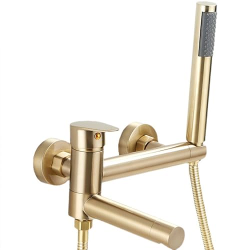 Badewannenarmatur Badewanne Wasserhahn Messing Wandmontage Einhand Wannenbatterie Wannenarmatur Mit Handbrause Wannenmischer-Dusche Set, Gebürstetes Gold Badewannenarmatur Badewanne Wasserhahn Messing Wandmontage Einhand Wannenbatterie Wannenarmatur Mit Handbrause Wannenmischer-Dusche Set, Gebürstetes Gold von Viajes