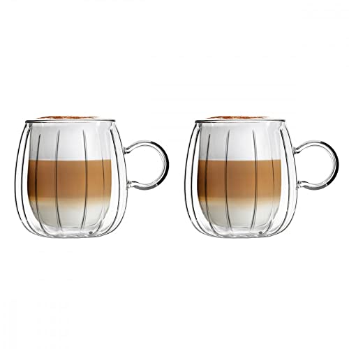 Vialli Design 2er-Set Gläser mit Henkel Tulip 250 ml | 2 Stück | Originelles Motiv, Auffälliges Design | Ideal für Kaffee, Tee, Getränke von Vialli Design