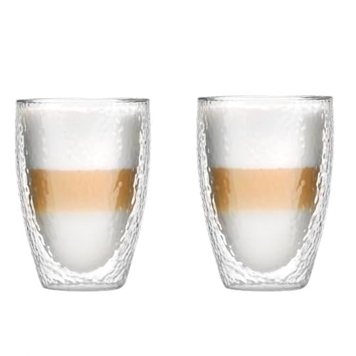 Vialli Design Set 2 x Thermogläser Doppelwandig 350 ml, Gläser für Latte Macchiato, Cappuccino, Allesia Kollektion, Kaffeetassen, Kaffeegläser, Trinkgläser, Hitzebeständiges Glas, Transparente von Vialli Design