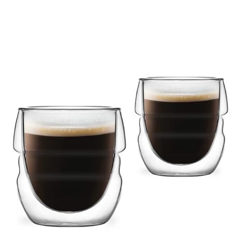 Vialli Design Set Thermogläser Doppelwandig Espresso 2x70 ml, Gläser für Macchiato Ristretto, Sferico Kollektion, Espressotassen, Kaffeetassen, Kaffeegläser, Hitzebeständiges Glas, Transparente von Vialli Design