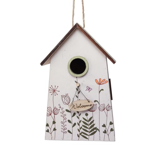 Hängedeko Frühling Vogelhaus Nistkasten Holzdeko Weiß Grün 19cm von Viana