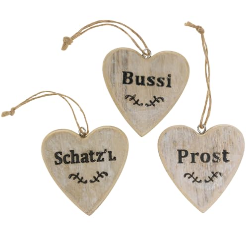 Holzdeko Herzen zum Aufhängen mit Sprüchen für Feste und Geschenke von Viana