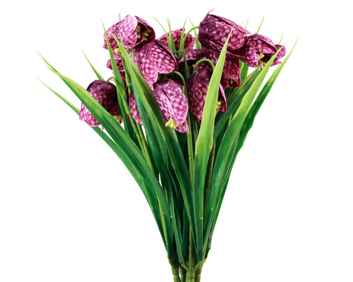 Kunstblume Fritillaria Lila Schachbrettblume Kunstblumenstrauß 28cm 6er Set, Viana, Höhe 4 cm von Viana