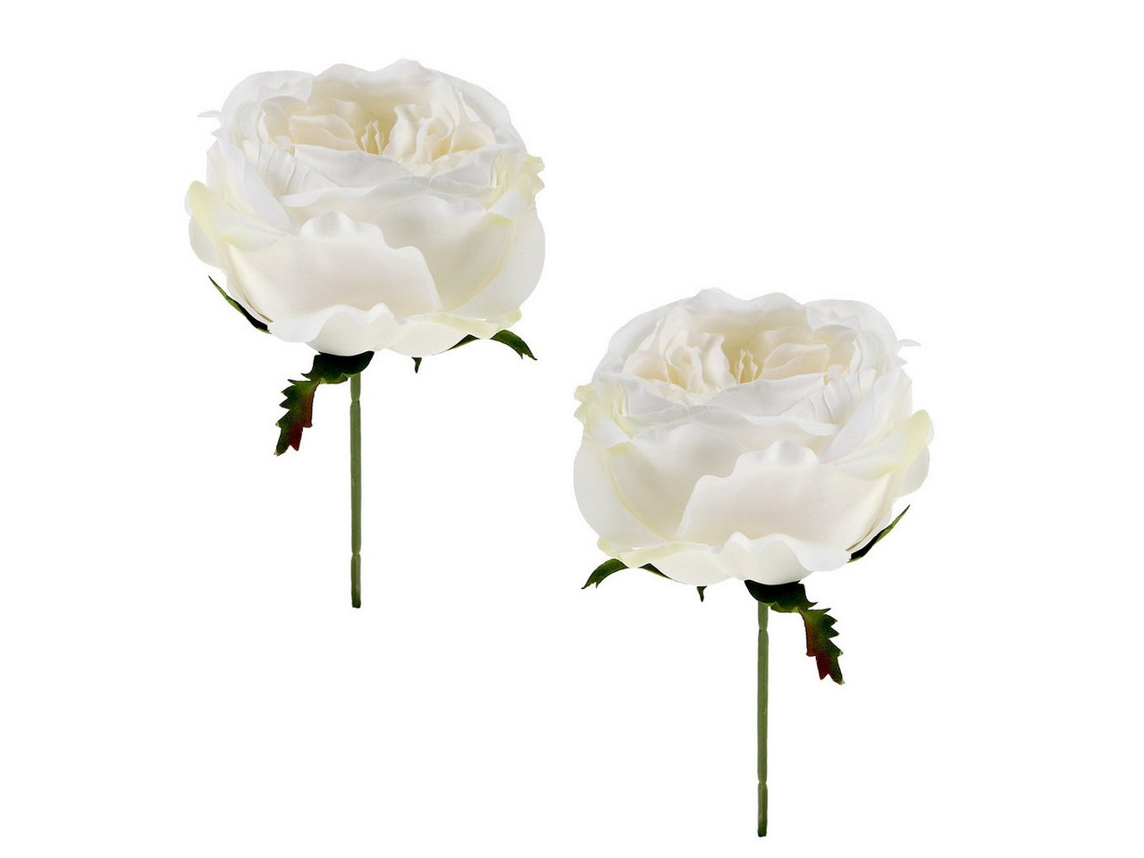 Kunstblume Rosenblüte Weiß 17cm 4St – Künstliche Hochzeitsdeko Seidenblumen, Viana, Höhe 6.5 cm von Viana