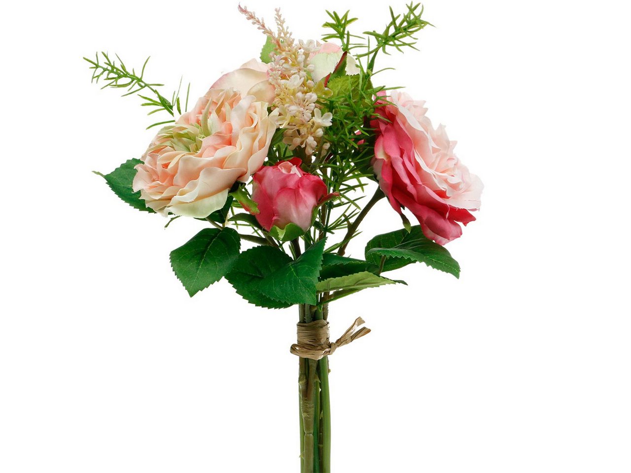 Kunstblume Rosenstrauß Kunstblumen Rosa Seidenrosenstrauß Deko Frühling, Viana, Höhe 35 cm von Viana