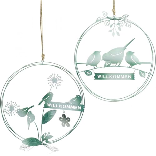 Metallhänger mit Vogelmotiv Willkommensschild für Wand und Tür von Viana