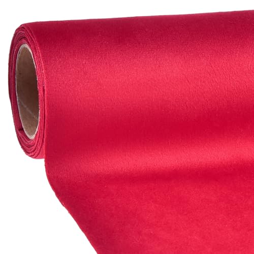 Samt Tischläufer Rot Glänzend 28x270cm Deko Stoff von Viana