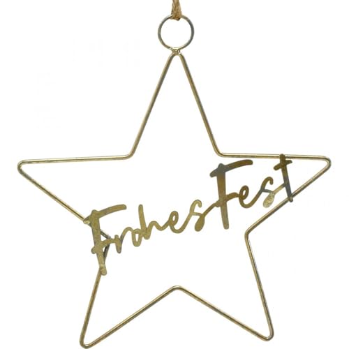 Sternanhänger Frohes Fest aus Metall für weihnachtliche Dekoration von Viana