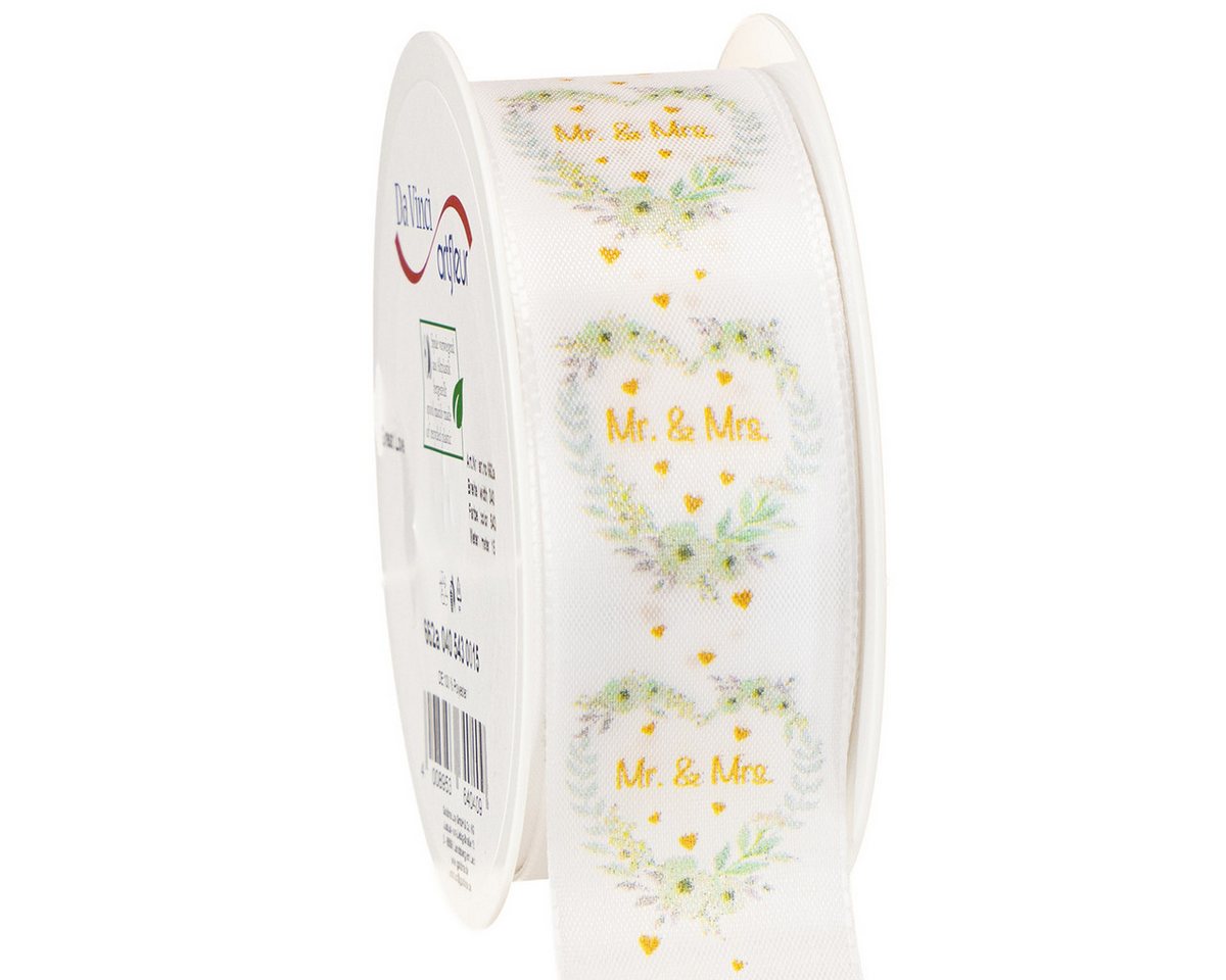 Viana Bastelnaturmaterial Dekoband Hochzeit Satinband „Mr. & Mrs.“ für elegante Deko von Viana