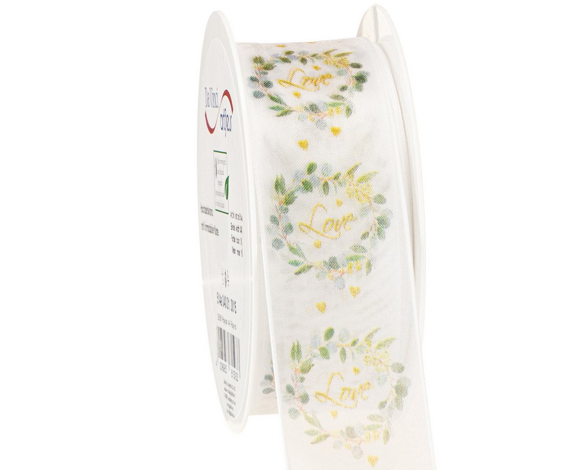 Viana Bastelnaturmaterial Romantisches Organzaband Hochzeit Love Deko Geschenkband von Viana