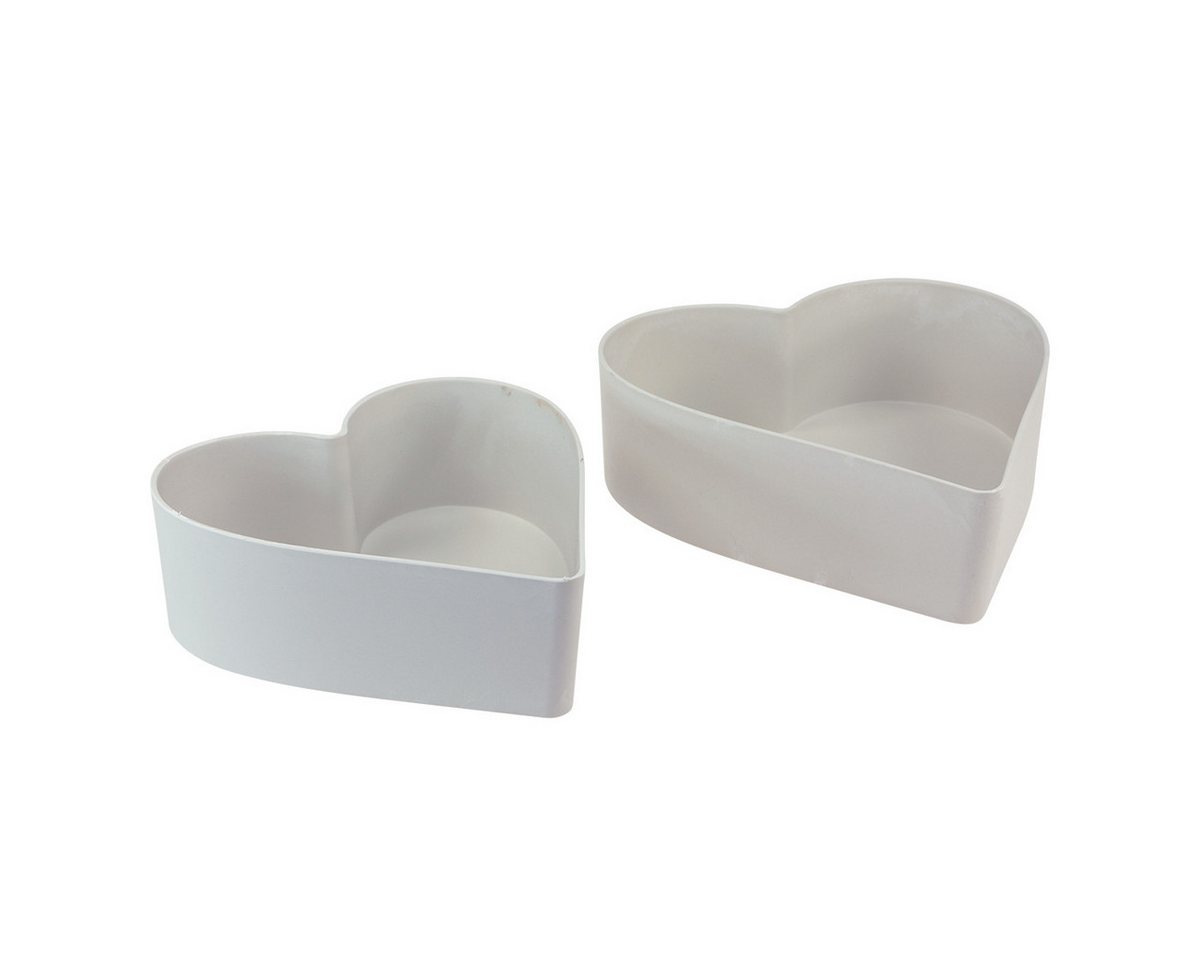 Viana Blumentopf Herzschale Dekoschale Set Weißgrau 24/21cm Pflanzschale 2er-Set von Viana
