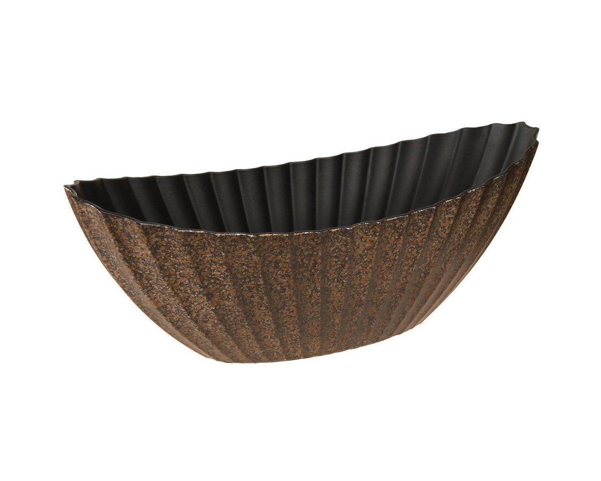 Viana Blumentopf Pflanzschale oval mit Rillen Anthrazit Gold 36cm Schale Deko von Viana