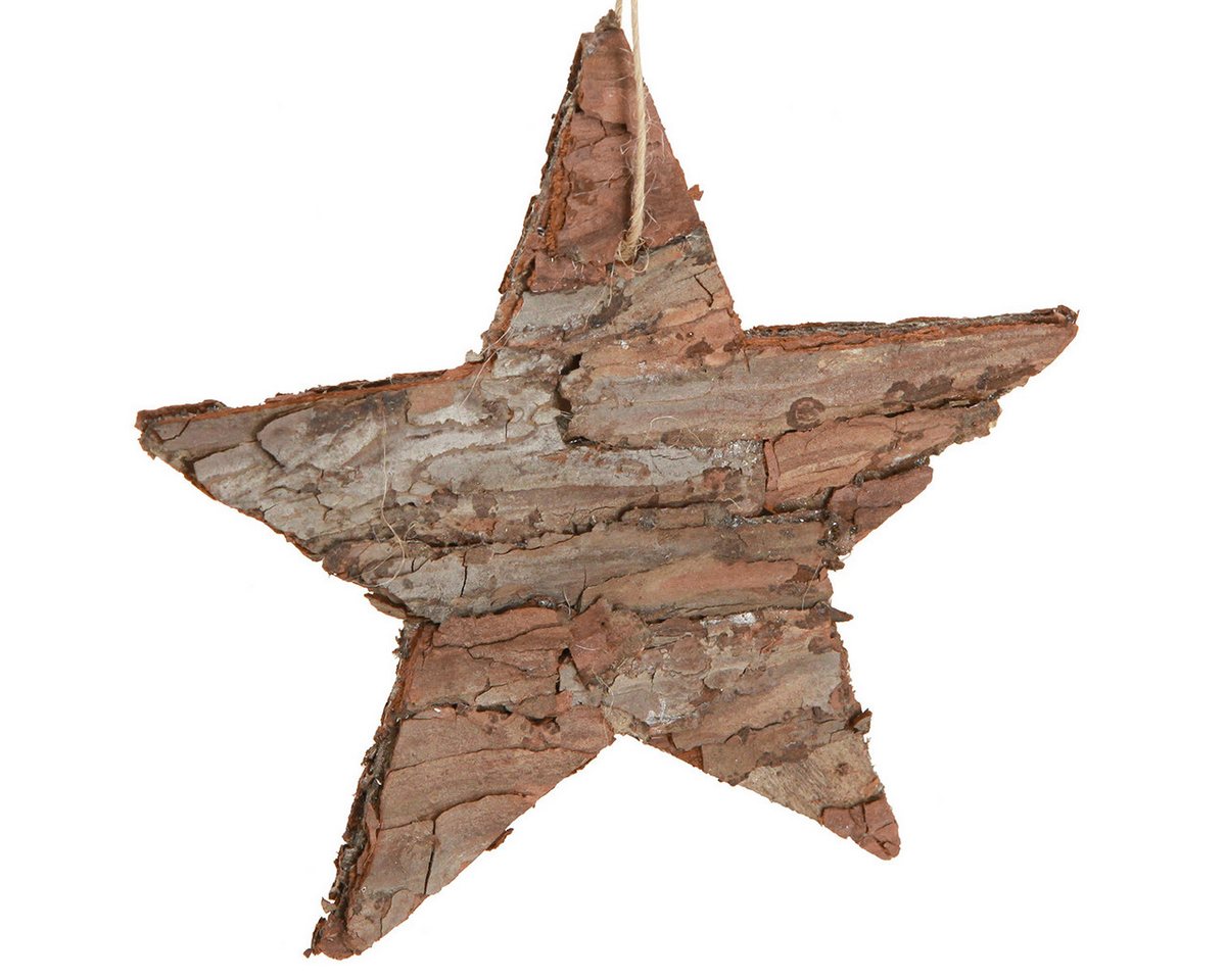 Viana Christbaumschmuck Deko Hängesterne Pinie Natur Rinde, Weihnachtsschmuck 15cm, 4er Set von Viana