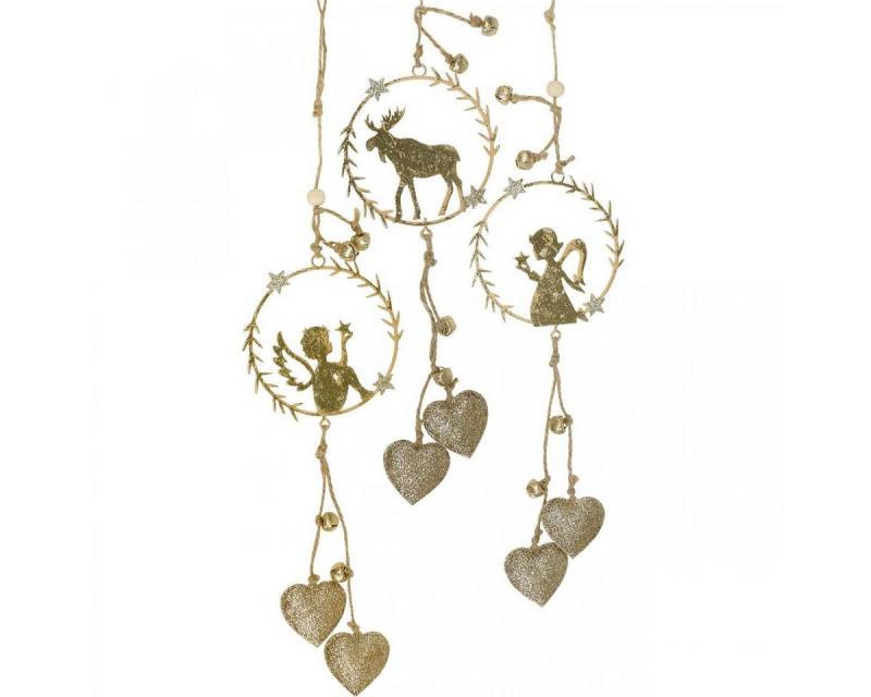 Viana Christbaumschmuck Dekohänger Fenster Advent Metallkranz Engel Rentier Ø9cm 3er-Set von Viana