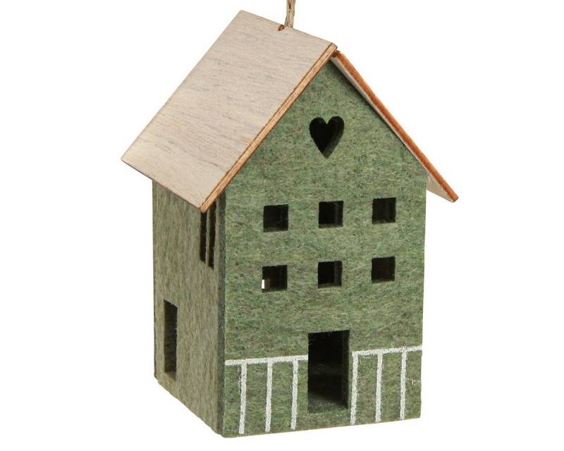Viana Christbaumschmuck Dekohänger Filz Häuschen Grün Natur Weihnachtsdeko 4er Set von Viana
