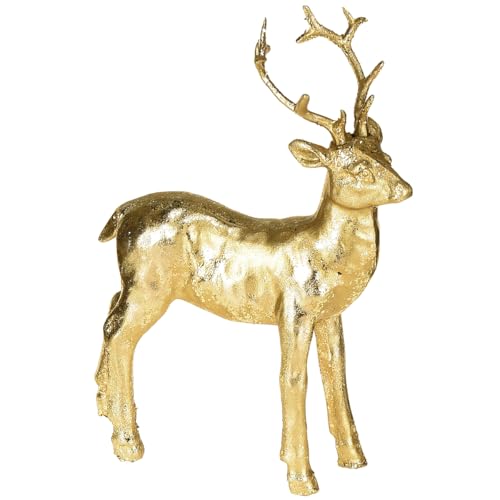 Viana Deko Hirsch Gold - Rentier Figur Weihnachten Tischdeko 10,5 × 16 cm von Viana