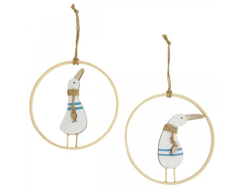 Viana Dekofigur Hängedeko Fenster Dekohänger Maritime Holzkunst Ente Ø15cm 4er Set von Viana