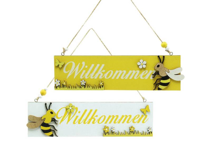 Viana Dekofigur Willkommensschild mit Biene Holzdeko für Tür Fenster Garten Viana Dekofigur Willkommensschild mit Biene Holzdeko für Tür Fenster Garten von Viana