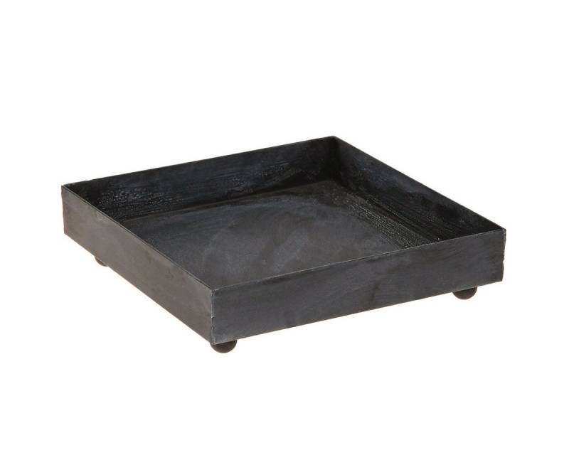 Viana Dekotablett Deko Metall Tablett Schwarz Grau Vintage 15×15cm 2er Set von Viana