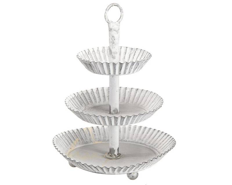 Viana Dekotablett Etagere Metall 3-stöckig Vintage Shabby Chic Deko Tablett Weiß H23cm Viana Dekotablett Etagere Metall 3-stöckig Vintage Shabby Chic Deko Tablett Weiß H23cm von Viana
