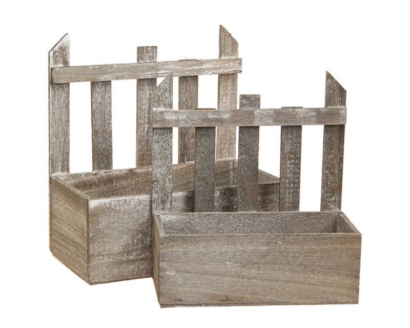 Viana Dekotablett Pflanzkasten Holz Vintage 2er-Set Mini Blumen Deko von Viana