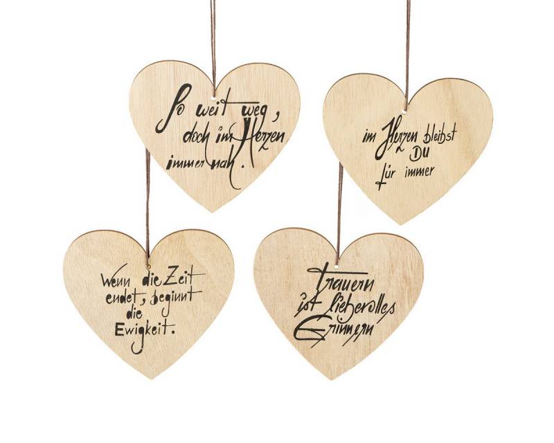 Viana Engelfigur Gedenkherz aus Holz mit Gravur für Trauer und Erinnerung von Viana